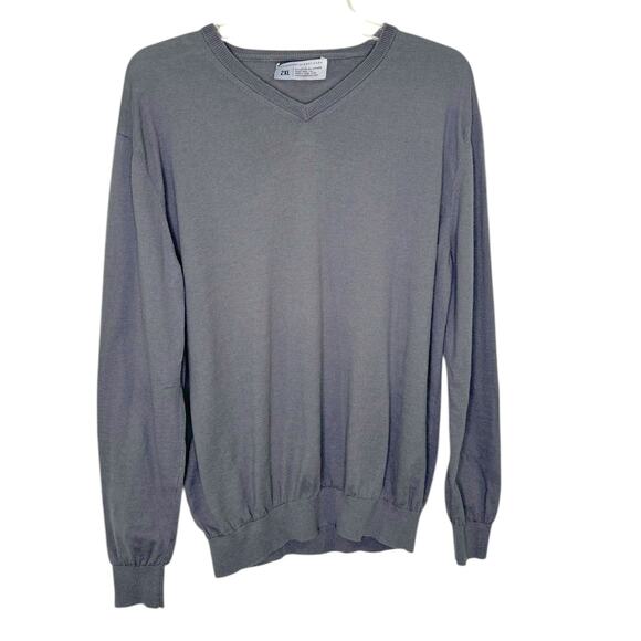 Combatant Gentlemen Cashmere Cotton Gray V-Neck Long Sleeve Sweater 2XL - Picture 1 of 7